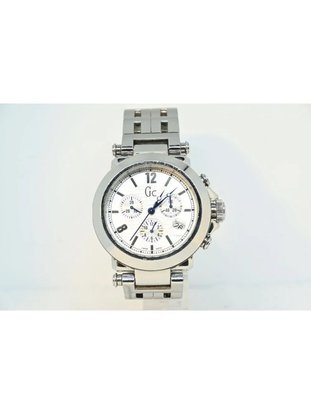 Gc Guess Collection G34500G1 Mens Chrono White Dial Stainless Steel Watch 41mm